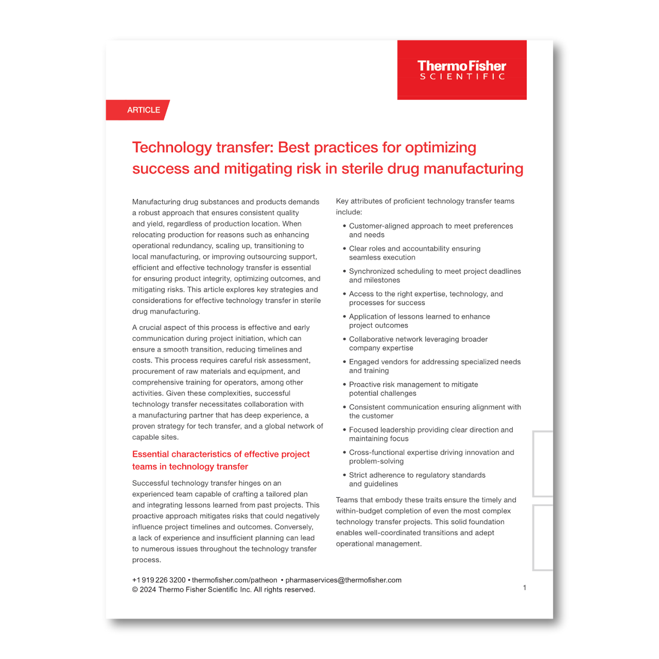 Navigating uncertainty in pharmaceutical manufacturing: The critical role of technology transfer.