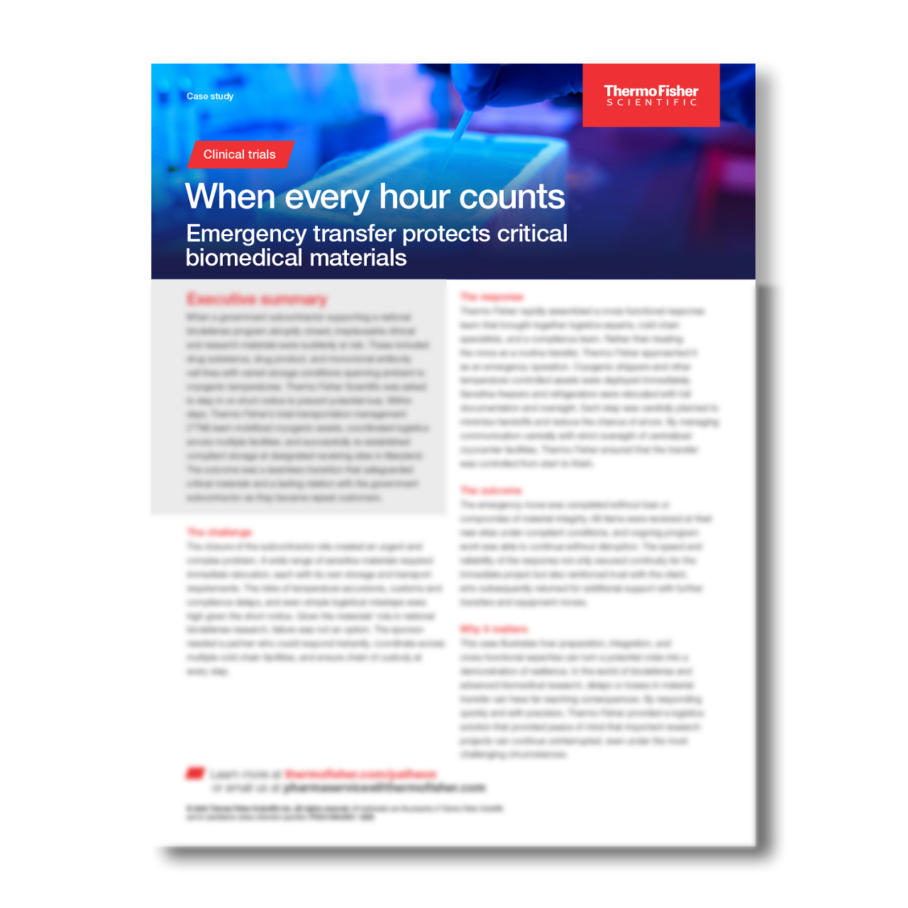 Emergency Transfer Protects Critical Biomedical Materials thumbnail - Thermo Fisher Scientific