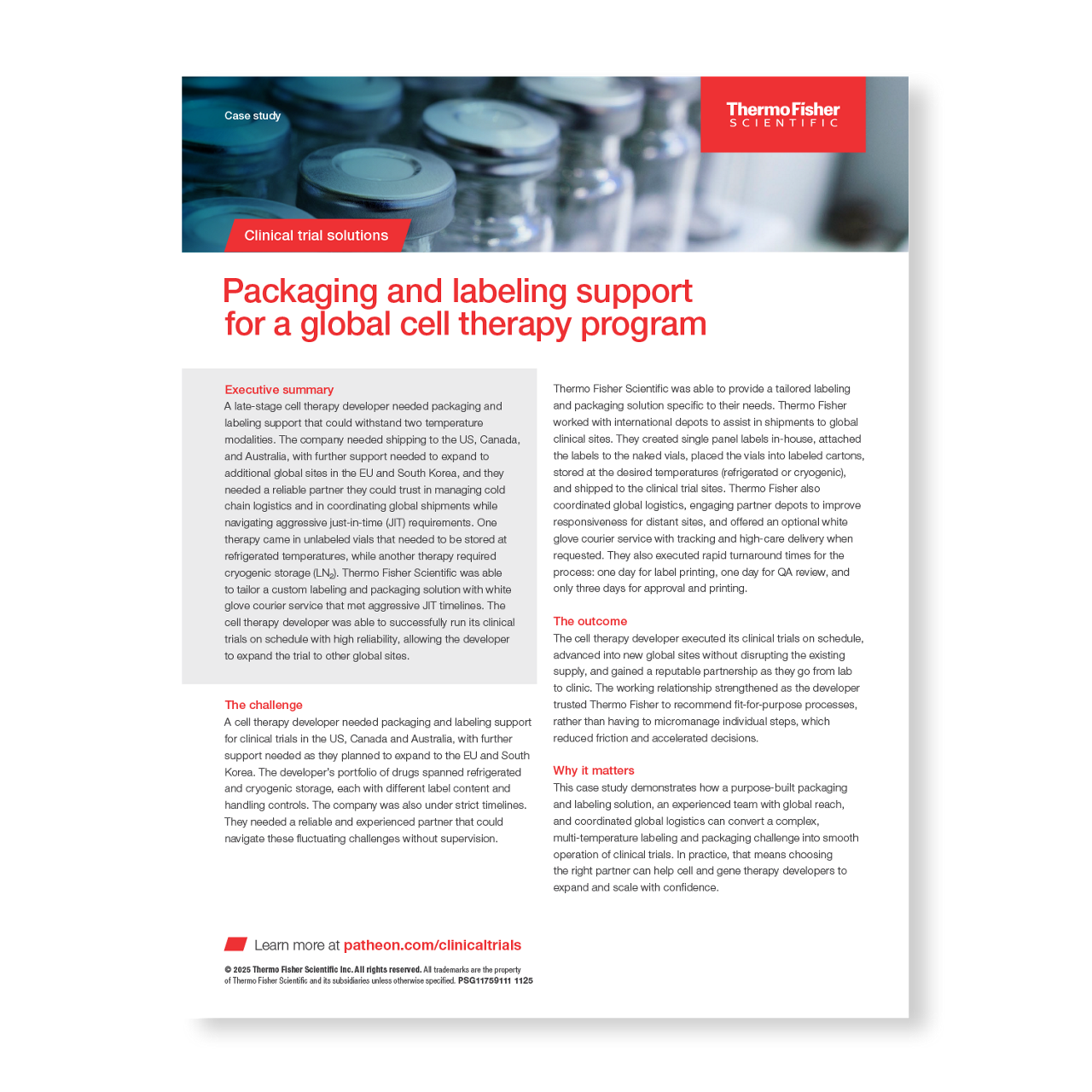 Packaging & Labeling Support for Global Cell Therapy Program - Thermo Fisher Scientific