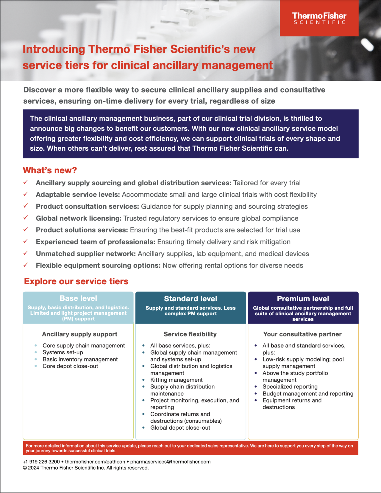 Patheon, by Thermo Fisher Scientific - Clinical Ancillary Management Service Tiers