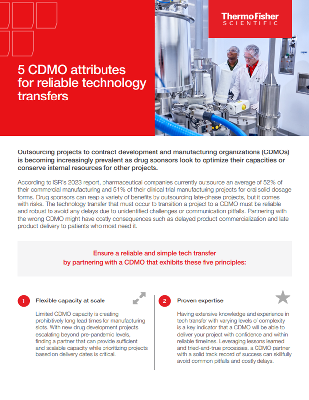 5 CDMO attributes for reliable technology transfers