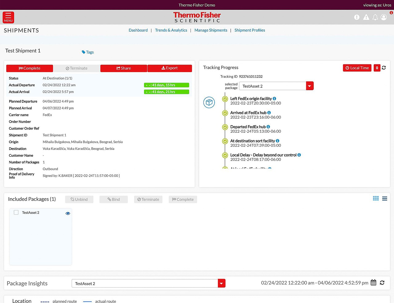 Track and trace digital portal to track clinical trial shipments